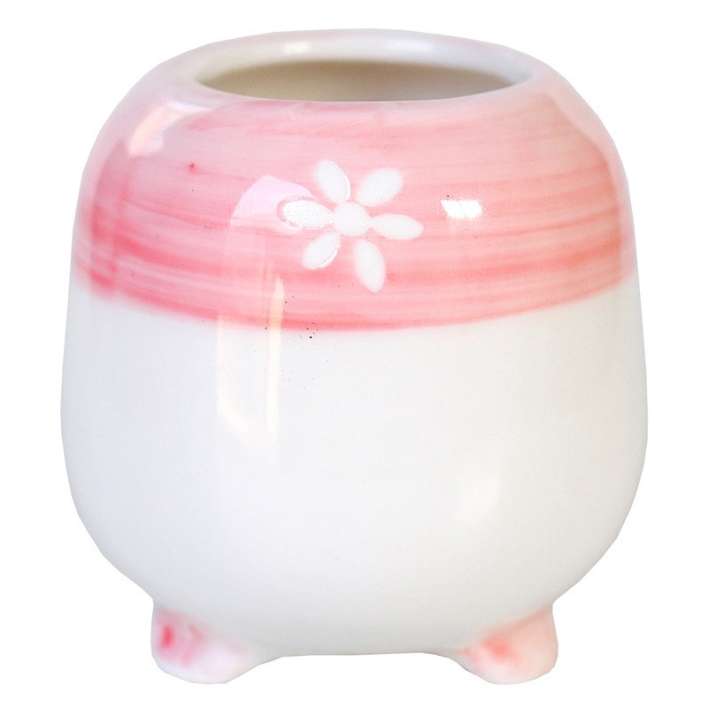 多肉迷你拇指盆可爱粉色简约手绘小花盆育苗控型生石花陶瓷盆薇妍