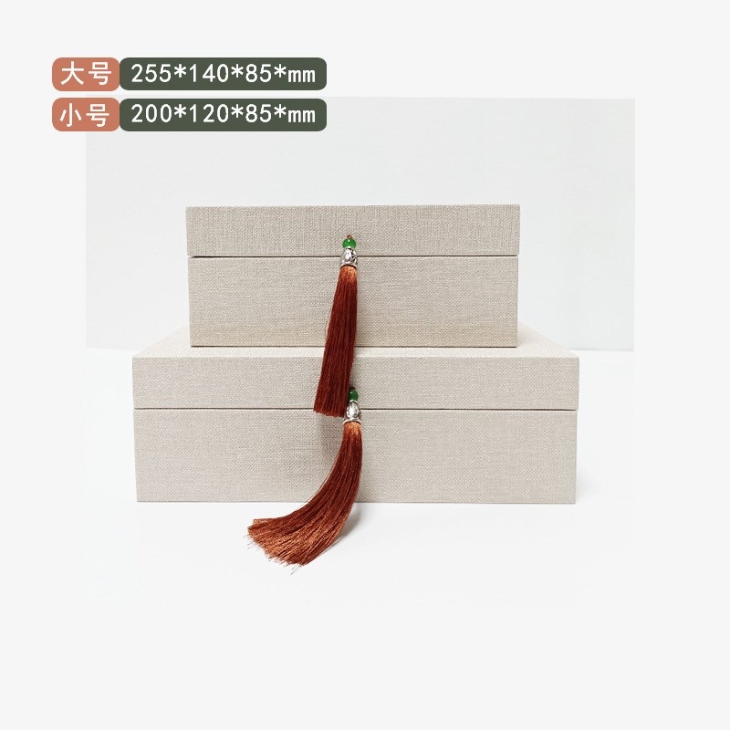 中式简约创意PU皮流苏首饰收纳盒软装中国风珠宝盒样板间装饰摆件