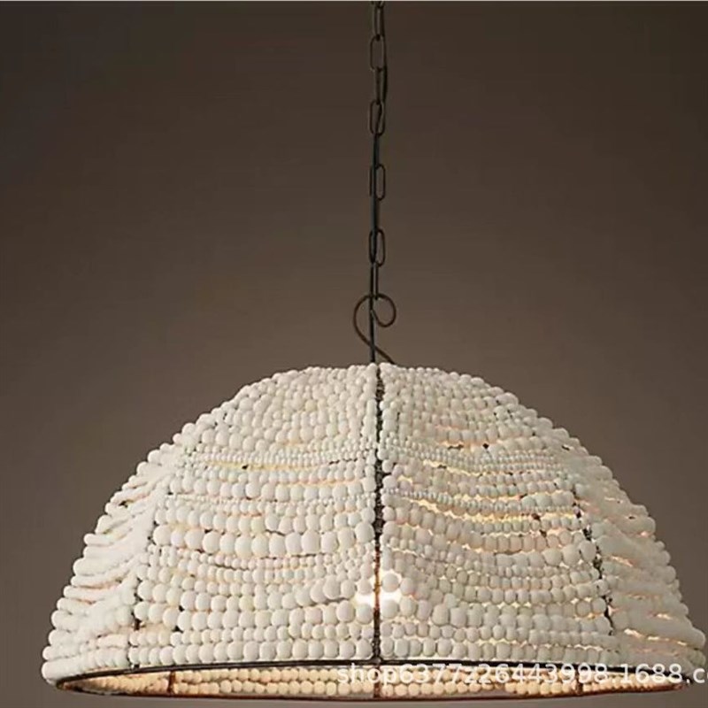 美式乡村吊灯卧室个性吧台玄关走廊儿童房民宿客厅餐厅木珠装饰灯
