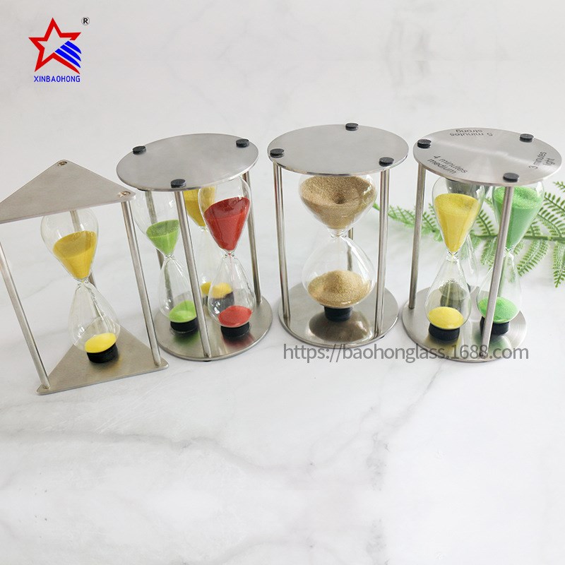 厂家304不锈钢架沙漏流沙瓶3-4-5分钟计时器礼品小摆件工艺品