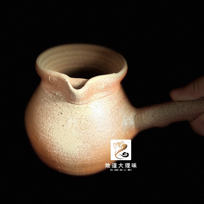 土陶罐云南大理白族特产手工柴烧侧把烤茶粗陶围炉煮茶壶冲花茶罐