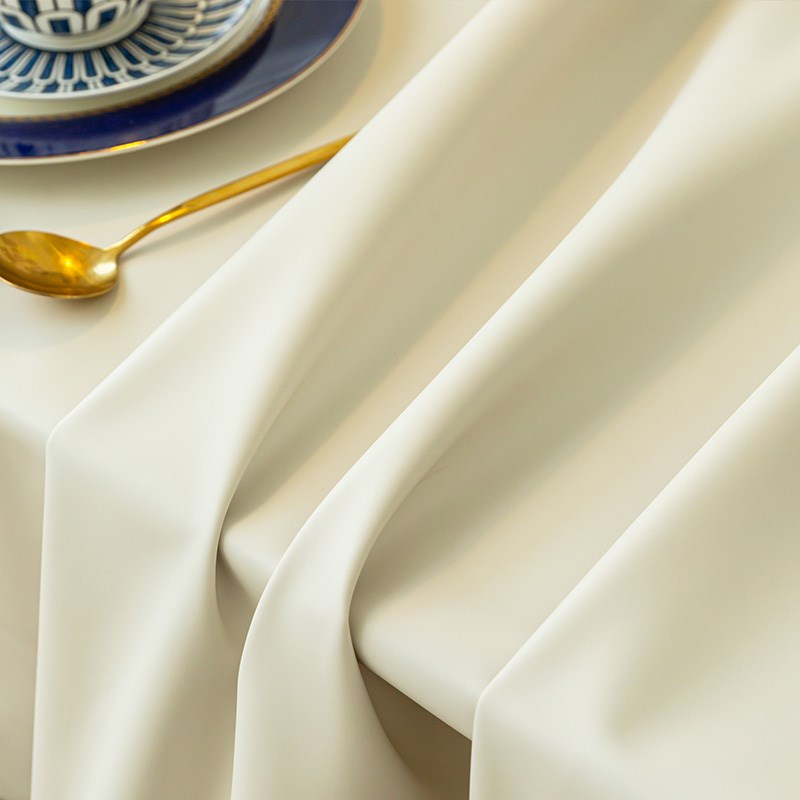 奶油风纯色桌布免洗防水防油茶几包边软桌布有机硅餐桌台布长方形