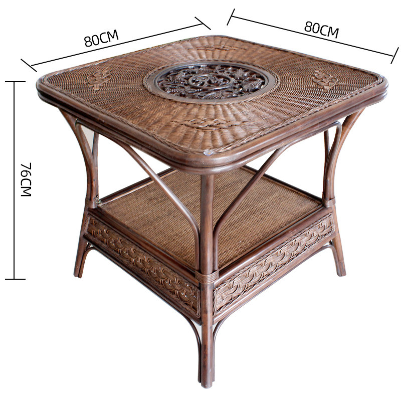 藤茶几餐桌家用阳台藤桌现代休闲方桌子藤艺茶桌餐桌椅小圆桌藤编