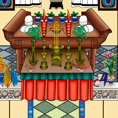 褪色布过年供奉老祖宗家谱挂画卷轴家堂轴子族宗谱祖先家普牌位