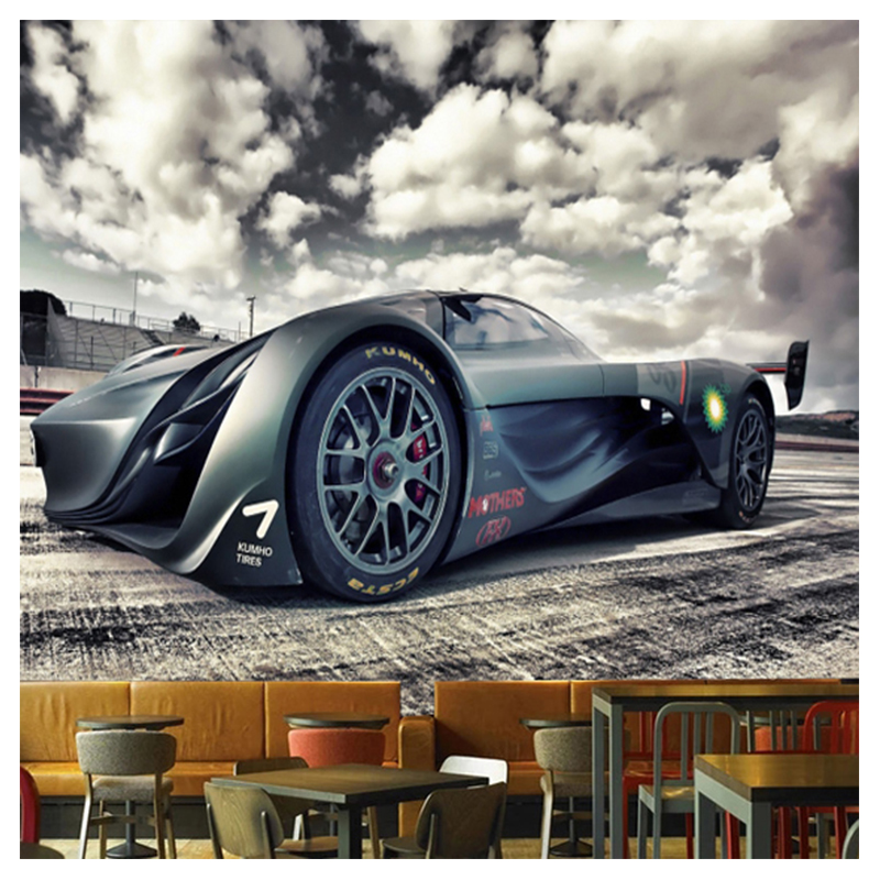 汽车背景墙墙面贴纸墙纸3d立体贴画卧室装饰跑车房间墙贴壁纸自粘