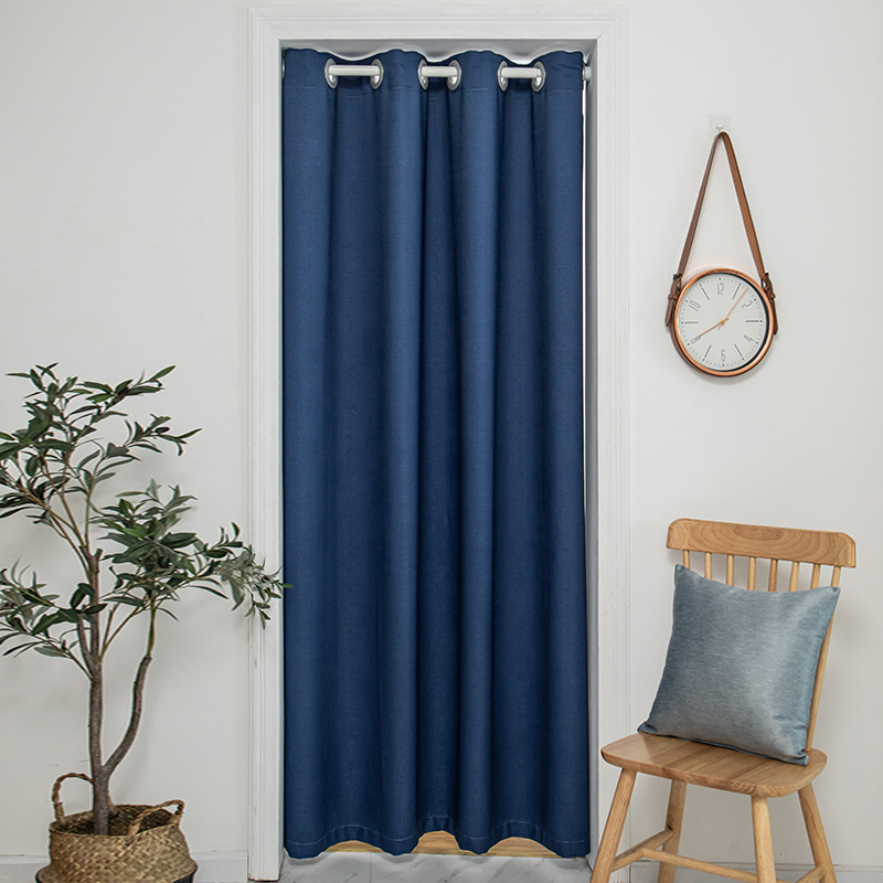 纯色短帘免打孔家用门帘隔断空y调帘卧室厨房试衣间卫生间隔绝布
