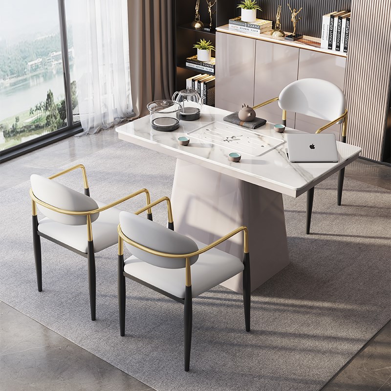 岩板茶桌椅现代h高级感茶台烧水壶一体2024新款家用办公轻奢泡茶