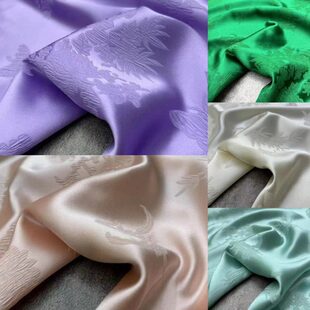 新中式 布料 竹兰梅菊真丝冠乐绉提花面料国风系上衣连衣裙马甲服装