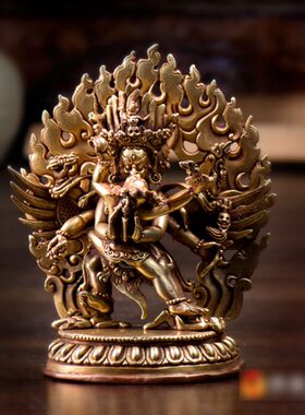 尼泊尔手工12cm 铜全鎏金 普巴金刚 铜像 铜像像