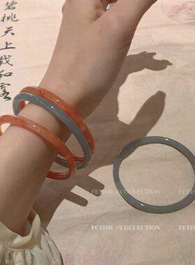 新中式国风复古手镯女轻奢小众设计感精致森系素圈叮当镯细条手饰