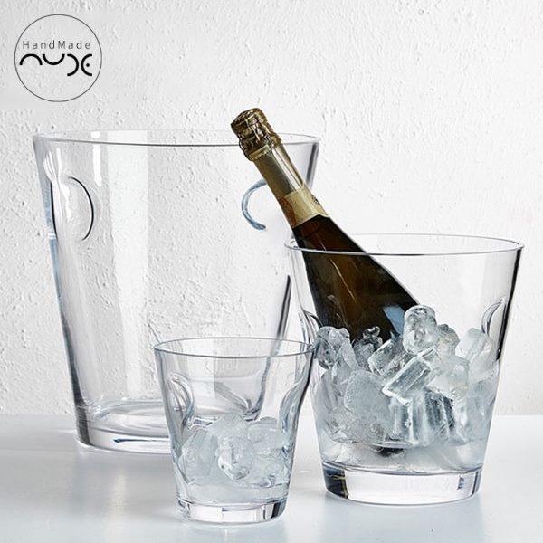 NUDE土耳其进口水晶玻璃香槟桶红酒冰桶圆形冰桶大号双耳降温家用