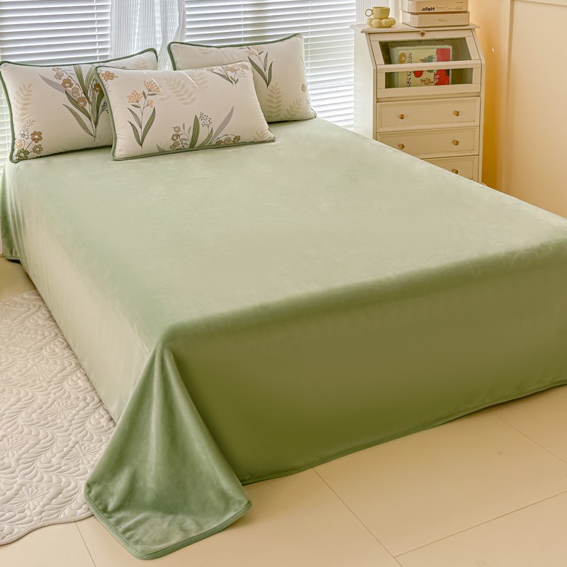 同款牛奶绒珊瑚床单单件法兰绒毯冬季毛绒加绒毛毯垫Y被单人床笠