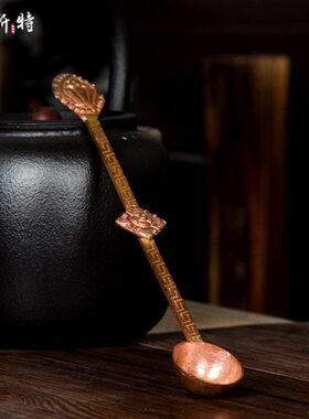 红铜火供勺护摩勺 尼泊尔手工铜鎏金鎏银烟供勺金刚勺家用香薰勺