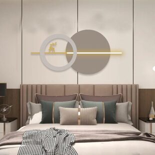 北欧轻奢客厅背景墙装饰酒店卧室铁艺壁饰灯餐厅玄关过道立体挂件