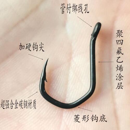 50枚菱形钩加粗卡贝欧式欧鲤钩三角鲤库钓倒刺铁氟龙野钓路亚底钓