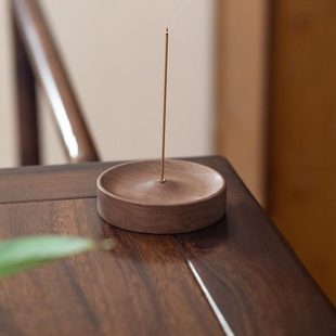 黑胡桃木香座香托家用小巧线香底座室内禅意简约大气木香插檀香座