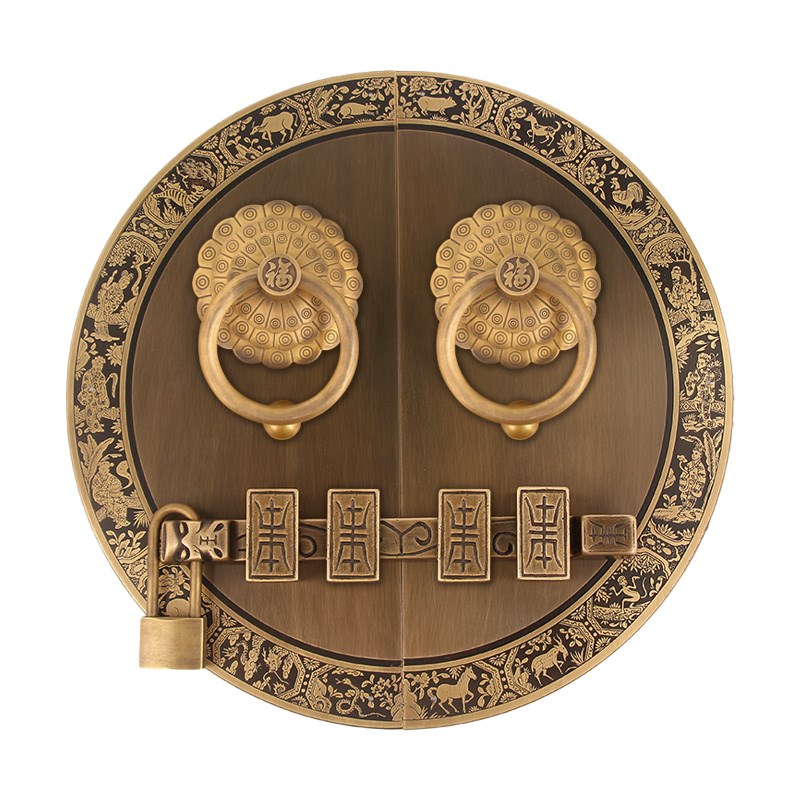 定制中式纯铜加粗大门门环拉手门锁仿古实木门X铜拉手门把手