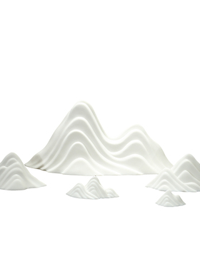 汉鸿 创意办公室摆件白瓷假山微景观造景陶瓷客厅玄关装饰摆设品