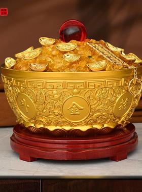 纯铜聚宝盆摆件黄铜存钱罐店铺客厅家用全铜实心铜盆铜缸大号铜器