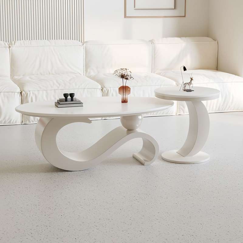 新款岩板椭圆形茶几小户型轻奢现代客厅客厅家用茶桌子边几组合