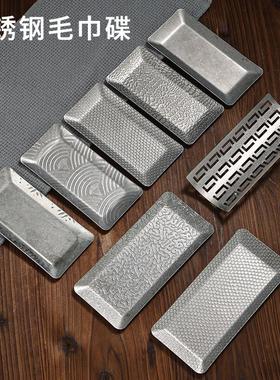 复古不锈钢毛巾盘做旧酒店餐厅毛巾托盘小吃盘烧烤盘甜品盘子点心