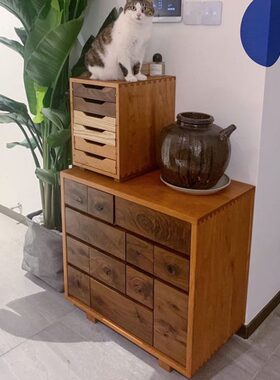 黑不二 多斗柜  实木斗柜 边柜 储物柜  床边柜  茶柜 储物柜