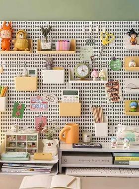 桌面孔板储物架学生宿舍壁挂式壁挂式免打孔储物柜整理桌隔墙架