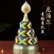 尼泊尔藏式 手工彩珠青铜曼扎盘彩色纯铜家用供佛曼茶罗曼达盘13cm