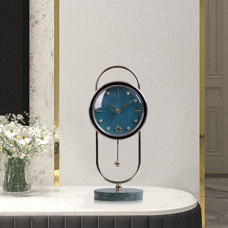 轻奢台式a钟表座钟家用时尚客厅简约欧式电视柜摆件时钟静音石英