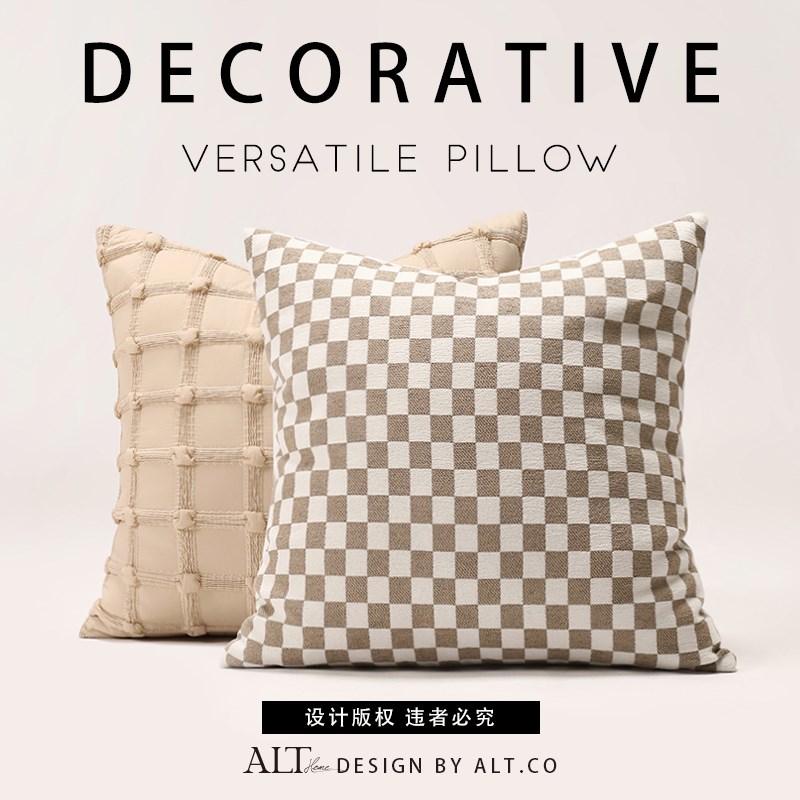 高端沙发抱枕套不含芯客厅轻奢高级感法J式方形床上靠背靠垫靠枕