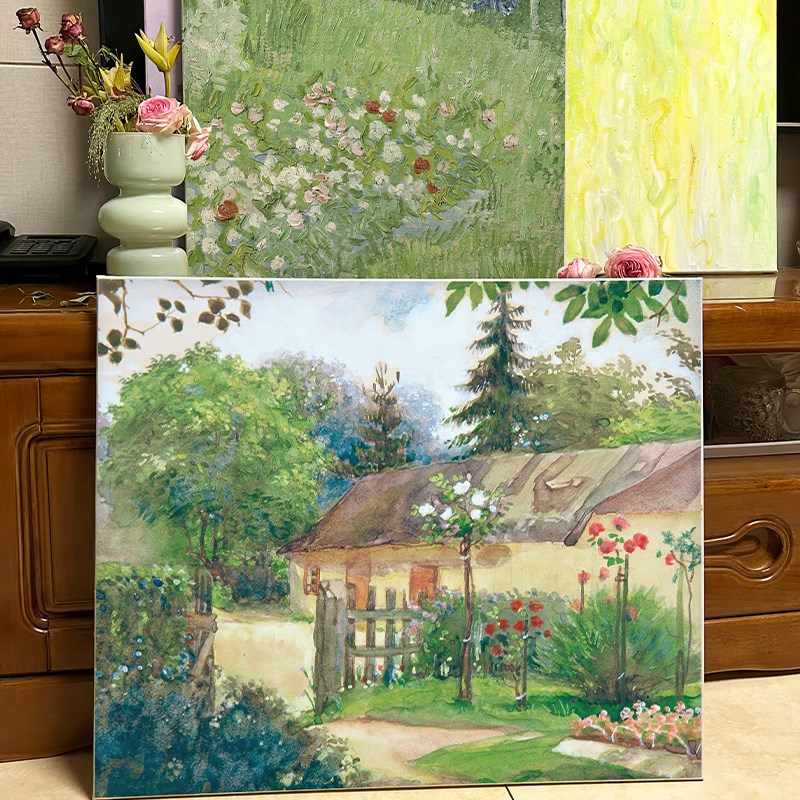 园林景观装饰画画芯不含画框可定制单独打印挂画自粘海报客厅