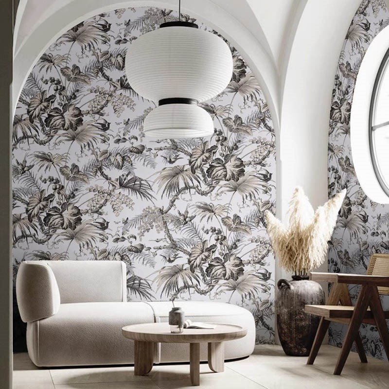 法国原装进口墙纸第二帝国法式植物藤蔓壁画简美客厅沙发背景墙布