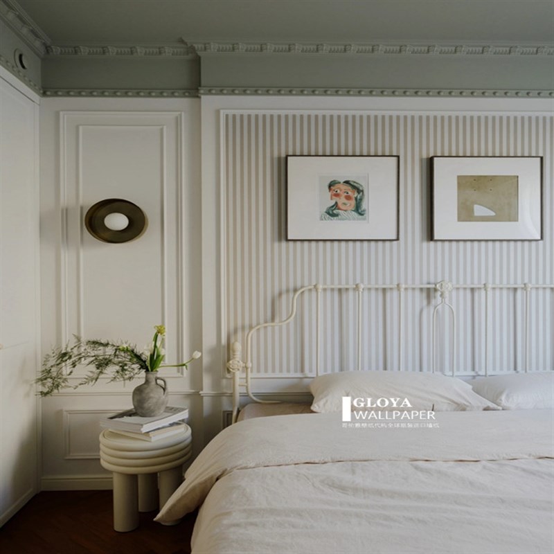 法国原装进口墙纸简约法式轻奢摩登细条纹墙纸客厅卧室无缝背景墙