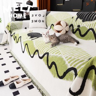 简约线条四季 加厚款 通用雪尼尔沙发巾高级感沙发盖布沙发毯防猫抓