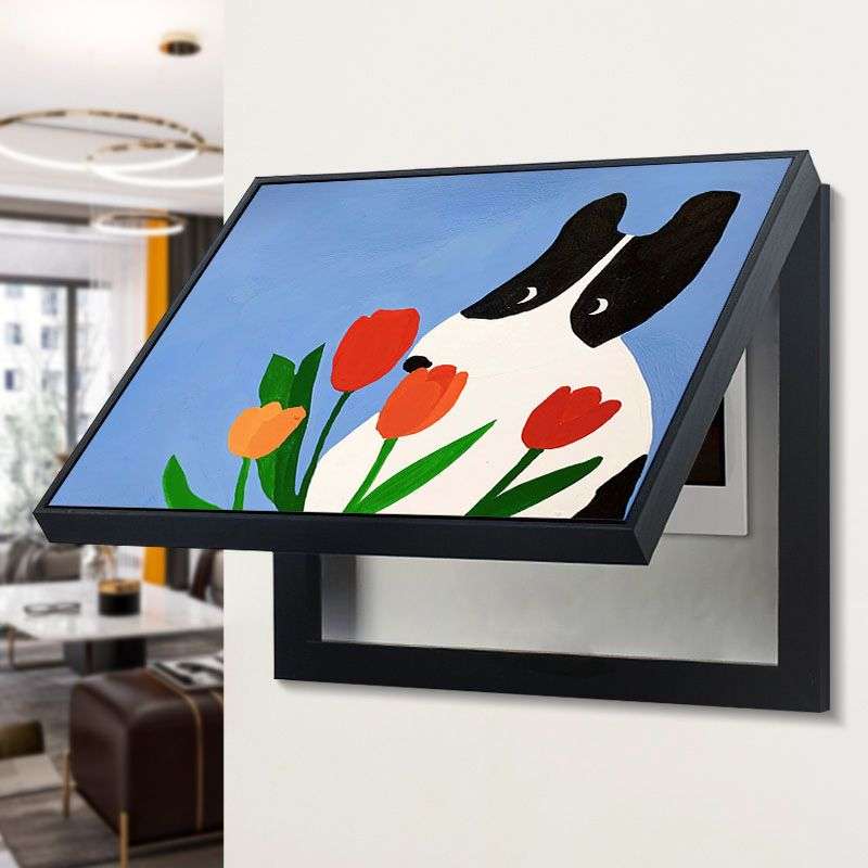 电表箱遮挡简约现代抽象装饰画餐厅挂画卡通动物北欧简约配电箱图片