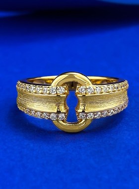 珠宝 中古拉丝元宝qO字扣戒指S925银时尚百搭高级感指环直播款