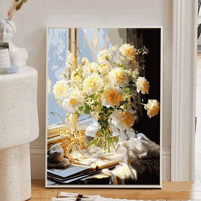 花卉diy数字油画简单手绘w填充填色油彩画高级感丙烯装饰风景油画图片
