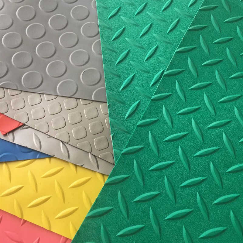 现货防滑铜钱纹牛津pvc地垫 仓库铺K地耐酸阻燃板防水塑料地板