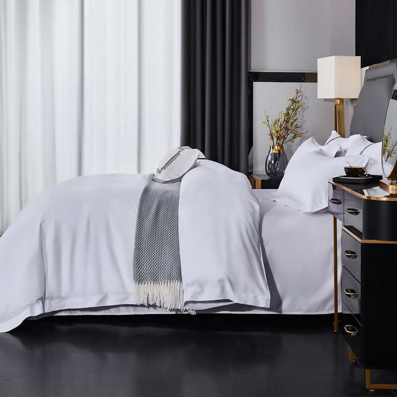 纯色磨毛酒店四h件套专用白色宾馆床上用品三件套被套民宿床单