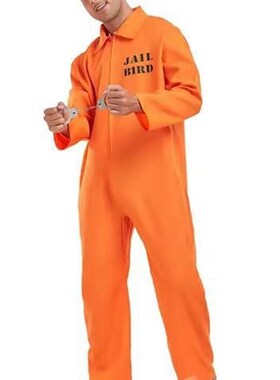 万圣节cosplay囚犯服装角色扮演橙色男女囚犯连T体服舞台装扮演出