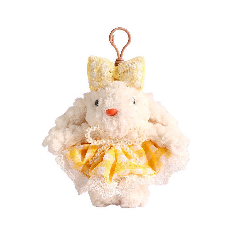 创意毛绒甜美垂耳兔子可r爱汽车钥匙扣学生书包挂件软萌圣诞小礼