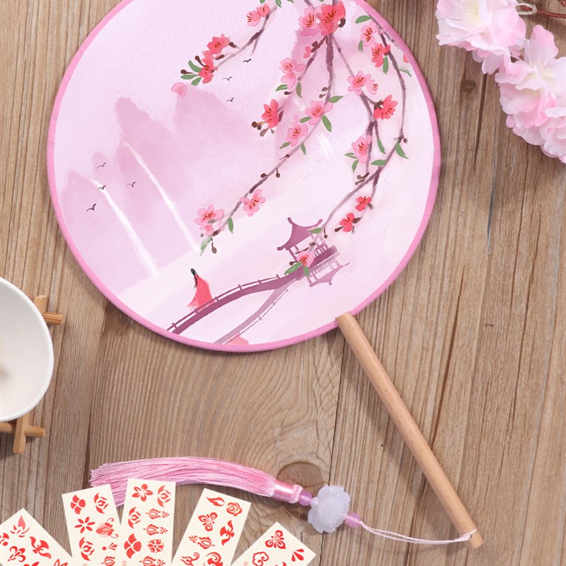 双面团扇汉服cios表演演出道具舞蹈扇古典女扇子中国风礼品扇新品