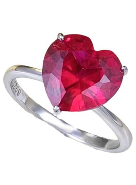 珠宝 2023新款9r25银4克拉心形10*10高碳钻戒指爱心欧美简约