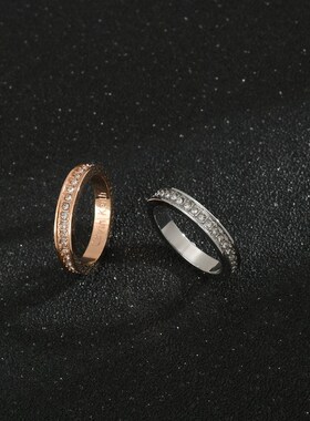 日韩情侣对戒不锈钢戒o指 个性钛钢饰品男女情人节礼物满天星指环