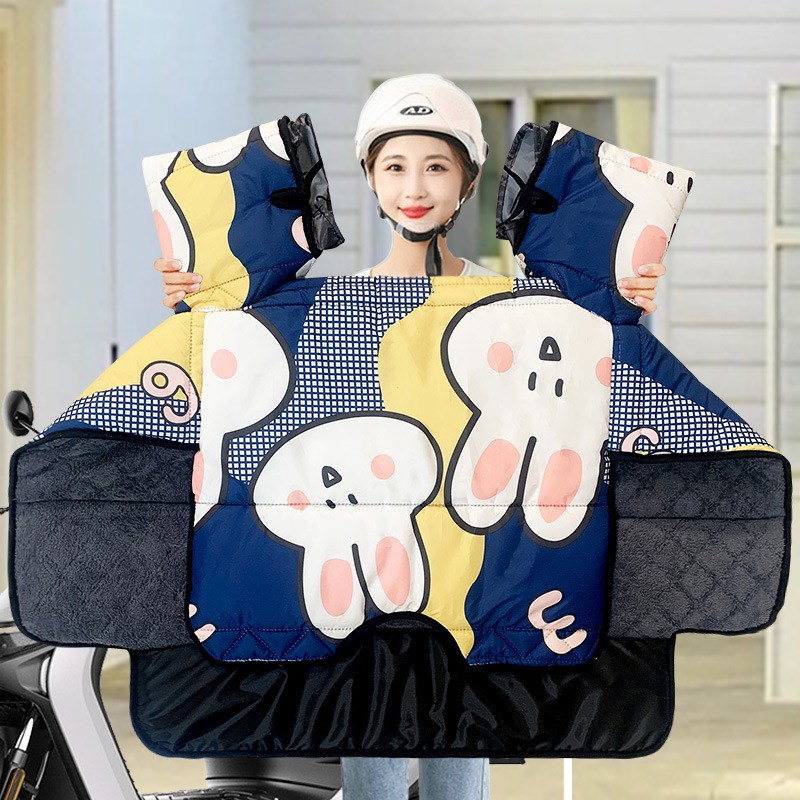 电动车挡风被冬季l加绒加厚摩托电瓶车挡风罩四季通用冬款防水保