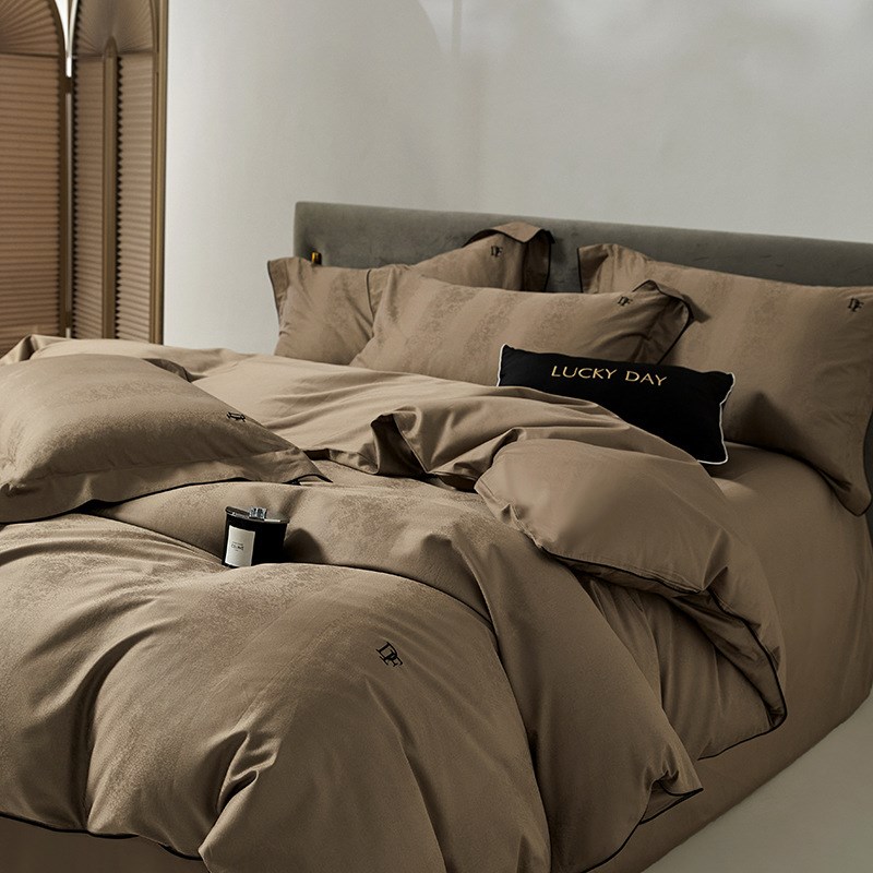 新款轻奢风100S天丝棉提花四件套 高H端纯棉透气亲肤床单被套床品