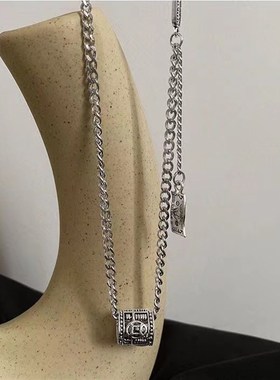 S925银复古泰银财源r滚滚小蛮腰算盘项链女个性嘻哈潮女吊坠毛衣