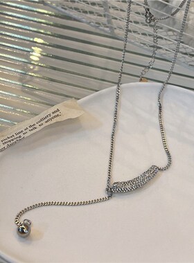 精致满钻锆石金属l项链个性时尚简约百搭气质颈链锁骨链毛衣链