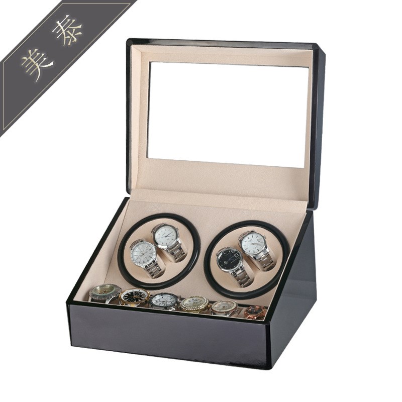 电动马达盒4+6钢琴漆自动上链表盒木质机械表摇表器WatchV winder