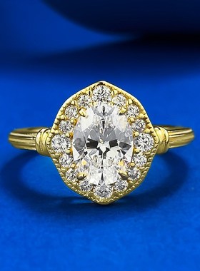 珠宝 S925银欧美椭圆鸽子蛋6*8I戒指高碳钻指环女欧美时尚简约